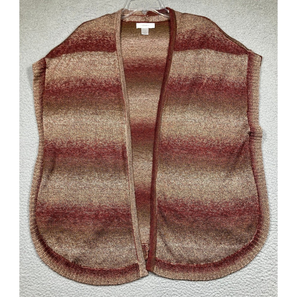 CJ Banks Vest‎ Women's 1X Brown Ombre Open Front Fall Sweater Casual Autumn